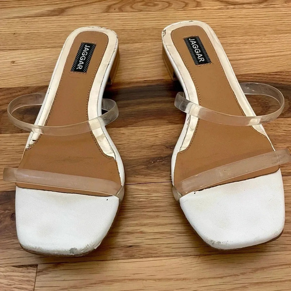 JAGGAR Perspex Clear PVC Square Toe Strappy Sandals Size 35 - Picture 3 of 6